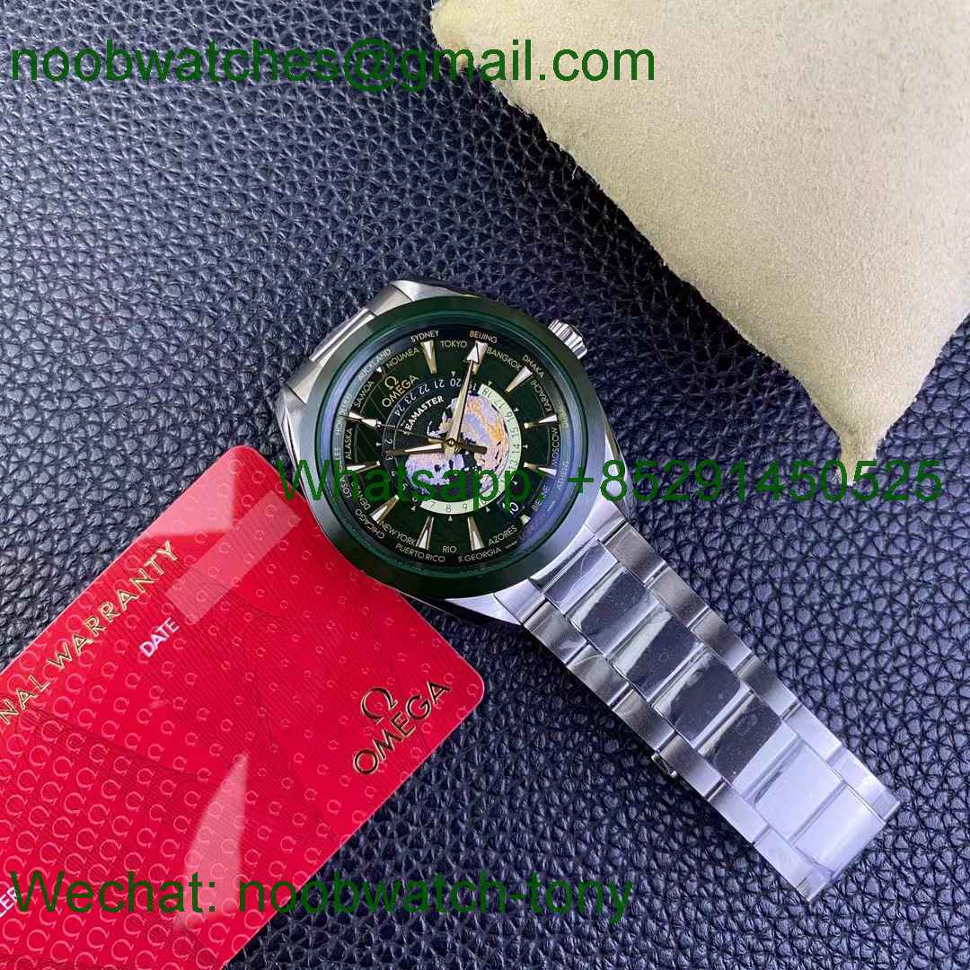 Replica OMEGA Aqua Terra GMT Worldtimer Green VSF SuperClone A8938