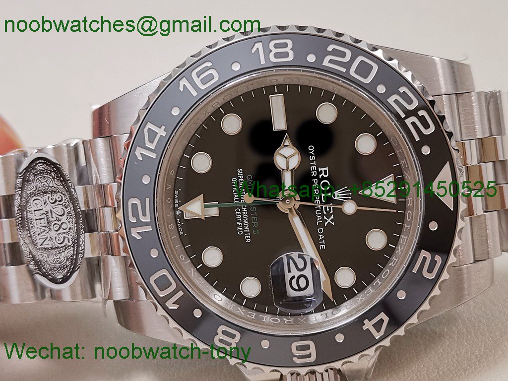 Replica Rolex GMT II 126710 GRNR Bruce Wayne Black Gray Clean SuperClone on Jubilee DD3285