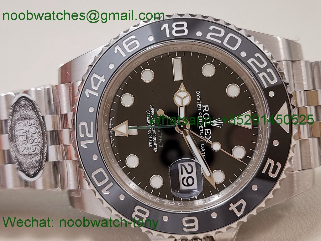 Replica Rolex GMT II 126710 GRNR Bruce Wayne Black Gray Clean SuperClone on Jubilee DD3285