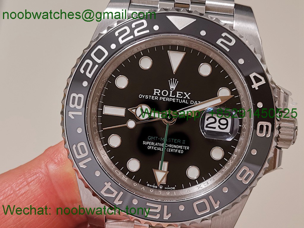 Replica Rolex GMT II 126710 GRNR Bruce Wayne Black Gray Clean SuperClone on Jubilee DD3285