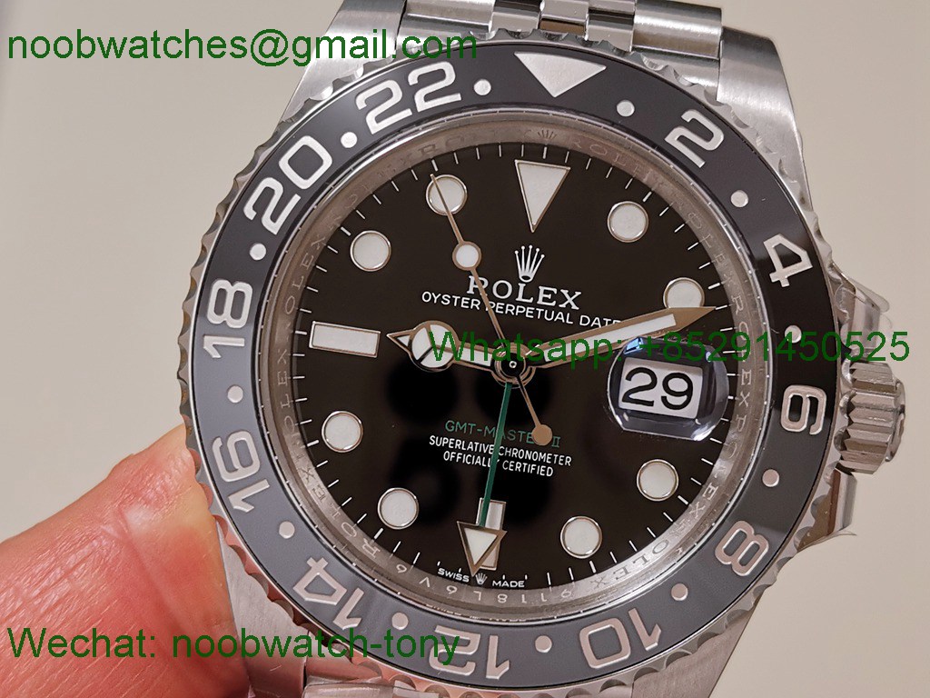 Replica Rolex GMT II 126710 GRNR Bruce Wayne Black Gray Clean SuperClone on Jubilee DD3285