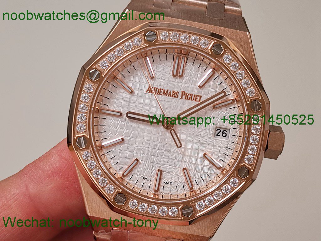 Replica Audemars Piguet AP Royal Oak 34mm Diamond Rose Gold Ladies White 8F A5800