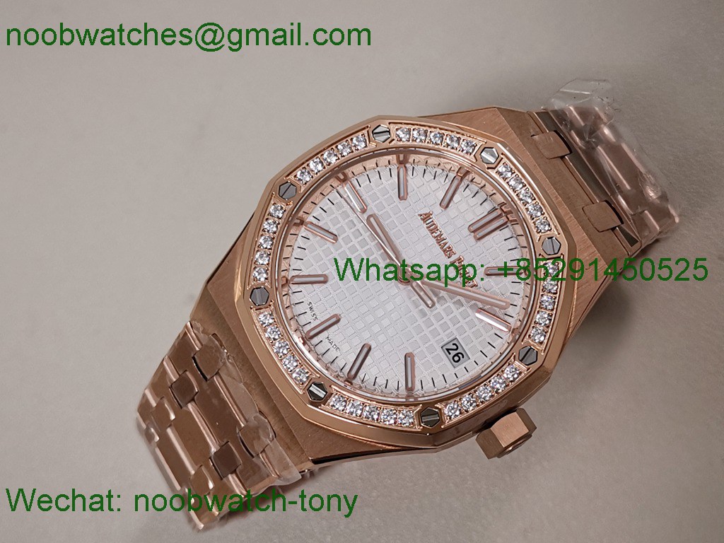 Replica Audemars Piguet AP Royal Oak 34mm Diamond Rose Gold Ladies White 8F A5800