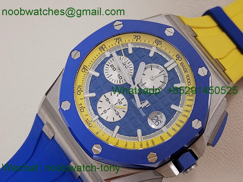 Replica Audemars Piguet AP Royal Oak Offshore 44mm Blue Yellow JJF 1:1 Best A3126