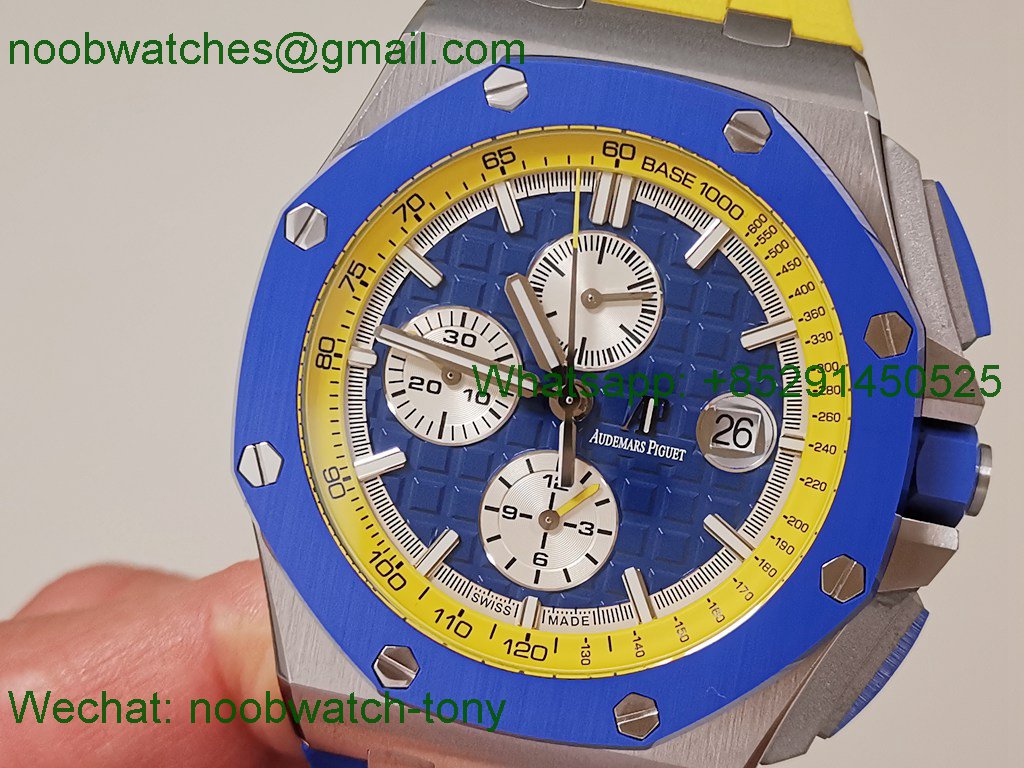 Replica Audemars Piguet AP Royal Oak Offshore 44mm Blue Yellow JJF 1:1 Best A3126