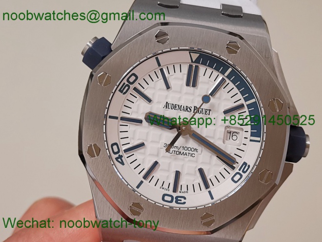 Replica Audemars Piguet AP Royal Oak Diver White Ceramic 15707 White Ceramic IPF 1:1 Best V2