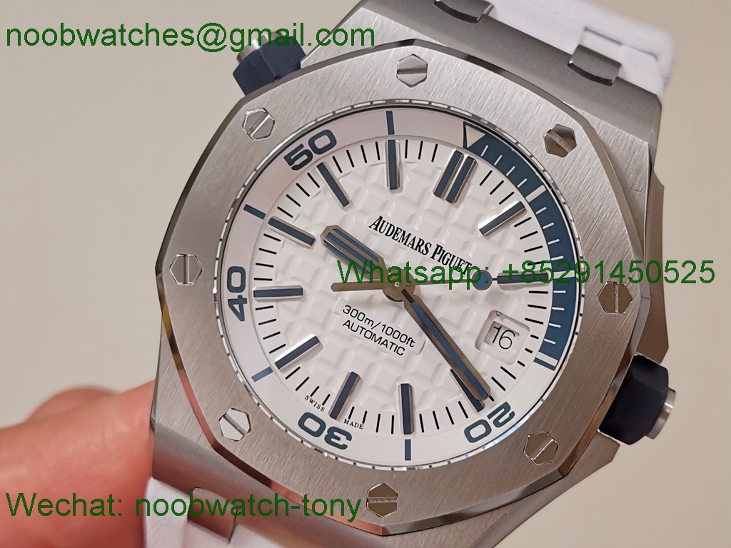 Replica Audemars Piguet AP Royal Oak Diver White Ceramic 15707 White Ceramic IPF 1:1 Best V2