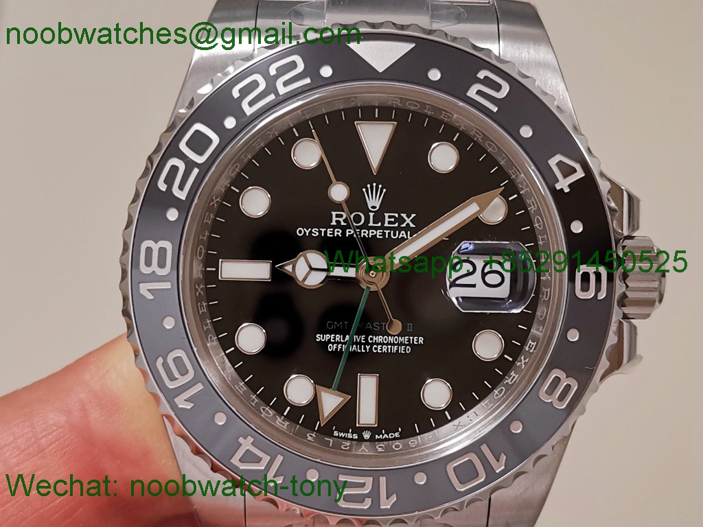 Replica Rolex GMT II 126710 GRNR Bruce Wayne Black Gray Clean SuperClone on Oyster DD3285