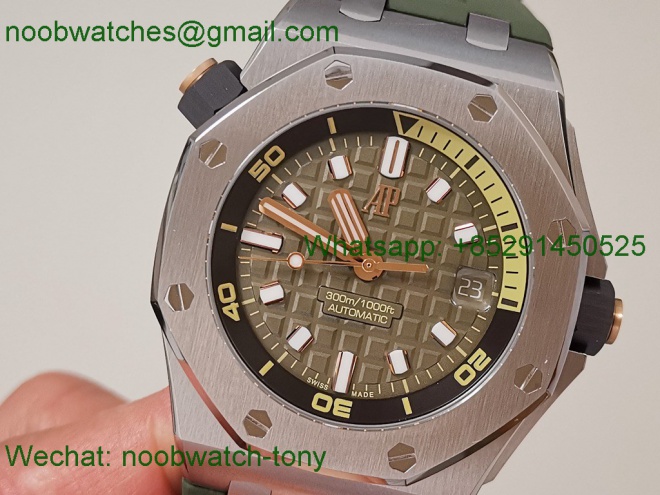 Replica Audemars Piguet AP Diver 15720 ZF 1:1 Best Green Dial on Rubber A4308