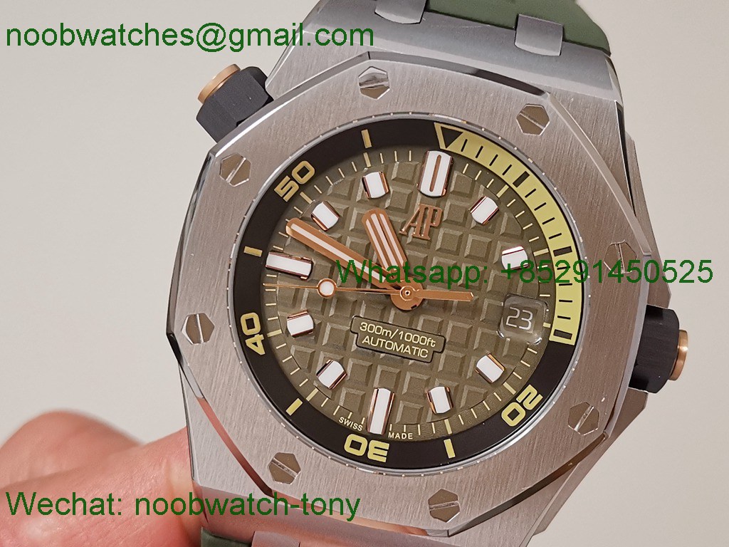 Replica Audemars Piguet AP Diver 15720 ZF 1:1 Best Green Dial on Rubber A4308