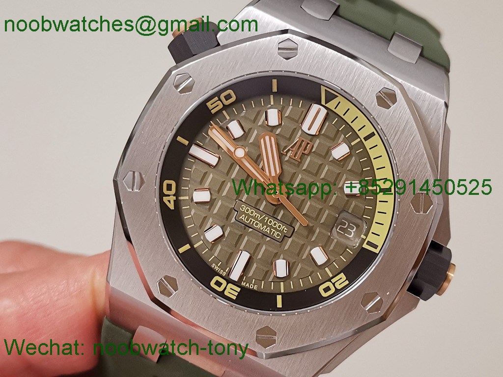 Replica Audemars Piguet AP Diver 15720 ZF 1:1 Best Green Dial on Rubber A4308