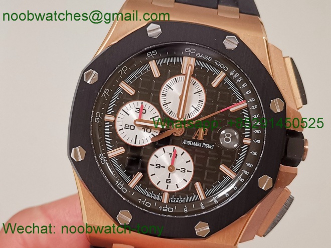 Replica Audemars Piguet AP ROO Offshore Chronograph Rose Gold Black Dial APSF A3126 Mod