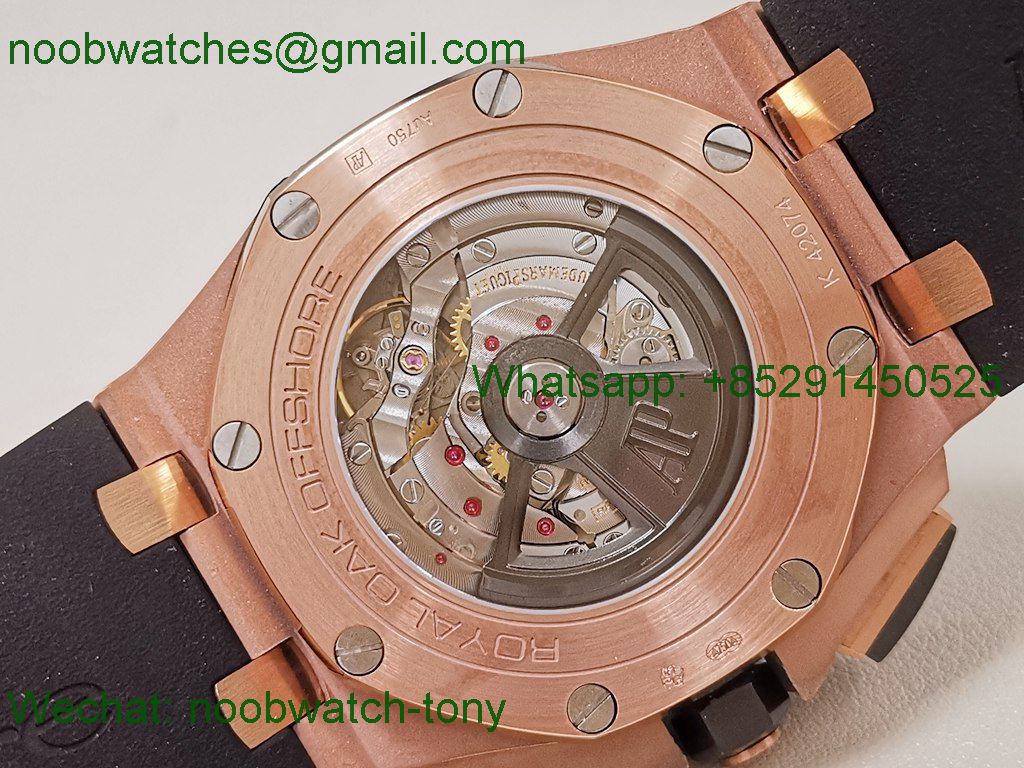Replica Audemars Piguet AP ROO Offshore Chronograph Rose Gold Black Dial APSF A3126 Mod
