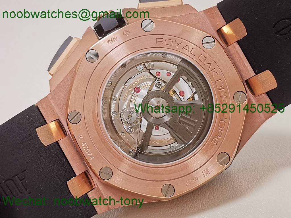 Replica Audemars Piguet AP ROO Offshore Chronograph Rose Gold Black Dial APSF A3126 Mod
