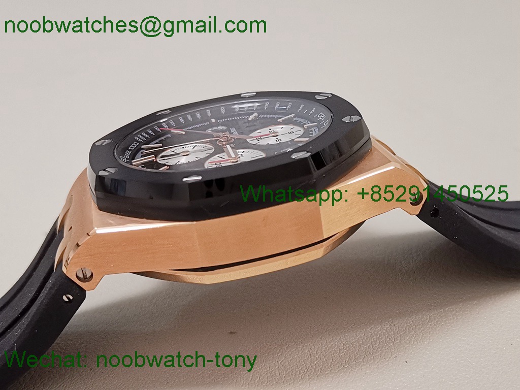 Replica Audemars Piguet AP ROO Offshore Chronograph Rose Gold Black Dial APSF A3126 Mod