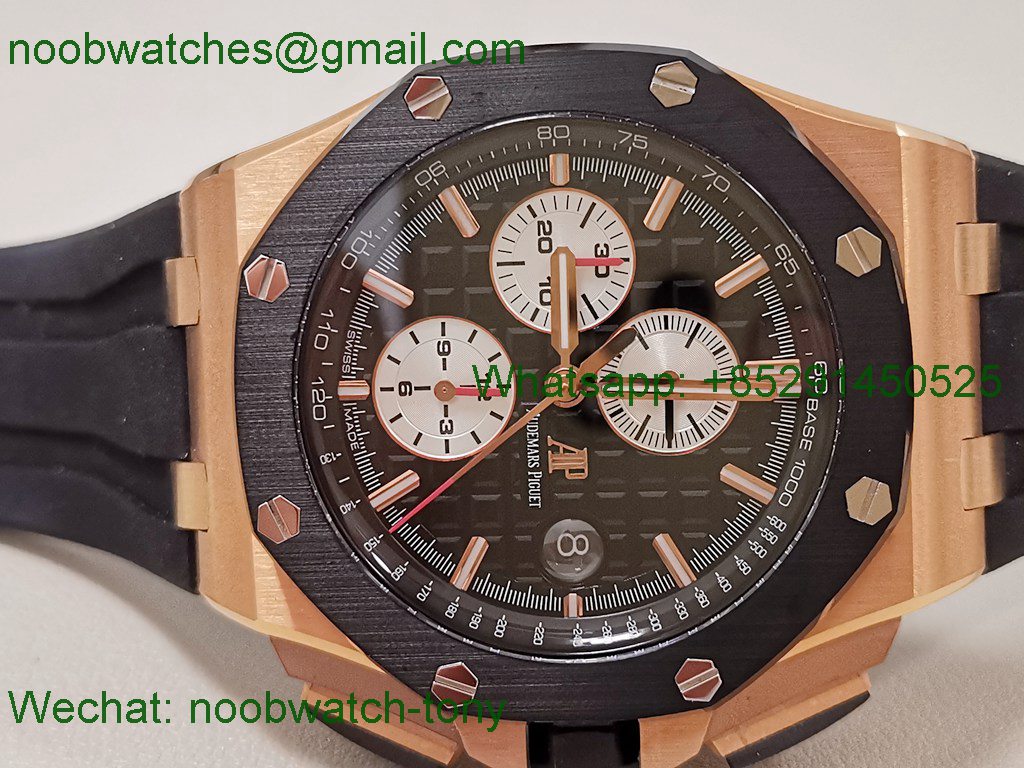 Replica Audemars Piguet AP ROO Offshore Chronograph Rose Gold Black Dial APSF A3126 Mod