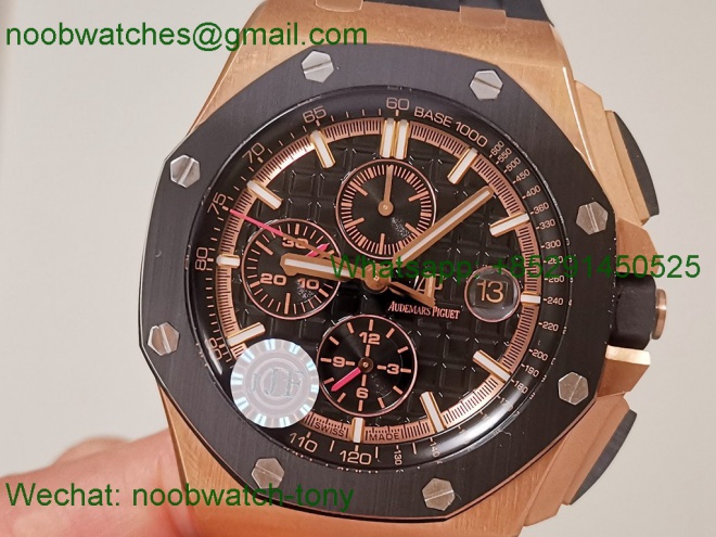 Replica Audemars Piguet AP ROO Offshore Chronograph Rose Gold Black Dial APSF A3126