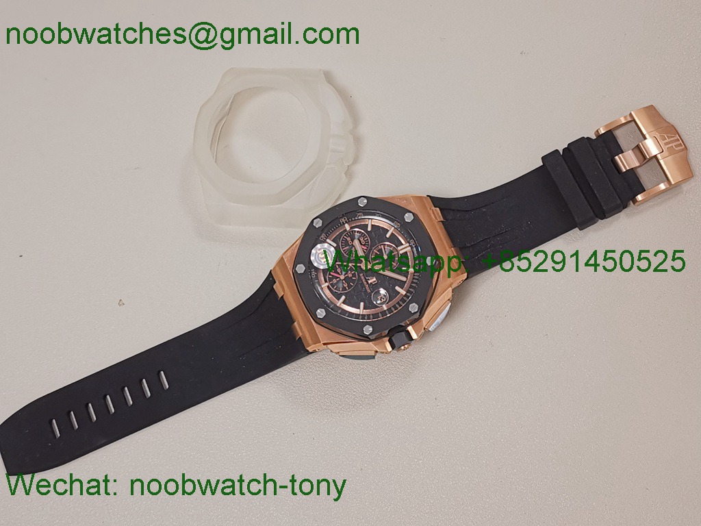 Replica Audemars Piguet AP ROO Offshore Chronograph Rose Gold Black Dial APSF A3126