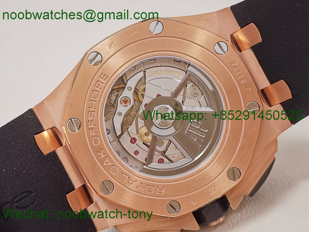 Replica Audemars Piguet AP ROO Offshore Chronograph Rose Gold Black Dial APSF A3126