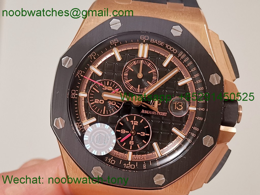 Replica Audemars Piguet AP ROO Offshore Chronograph Rose Gold Black Dial APSF A3126