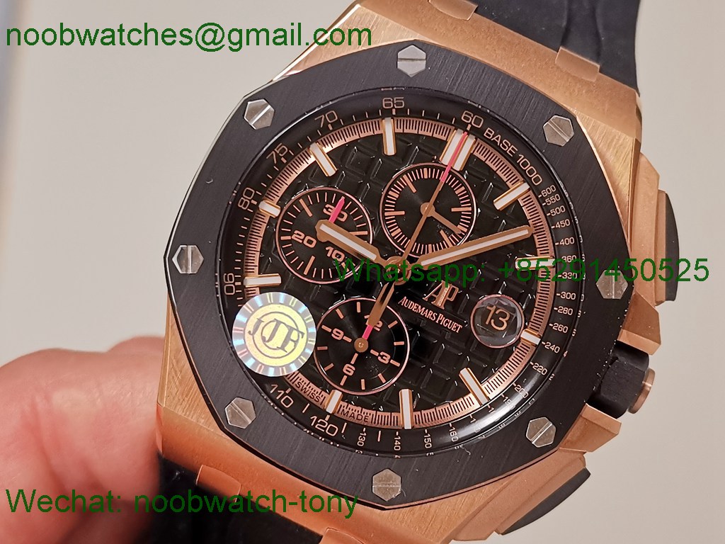 Replica Audemars Piguet AP ROO Offshore Chronograph Rose Gold Black Dial APSF A3126