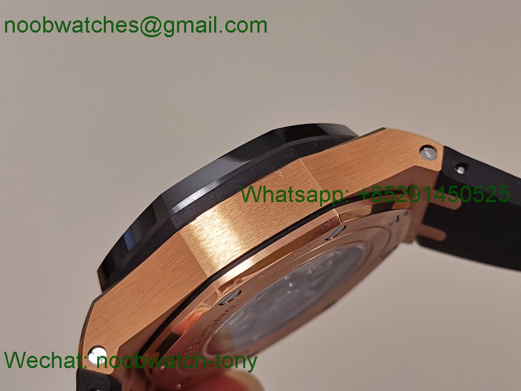 Replica Audemars Piguet AP ROO Offshore Chronograph Rose Gold Black Dial APSF A3126