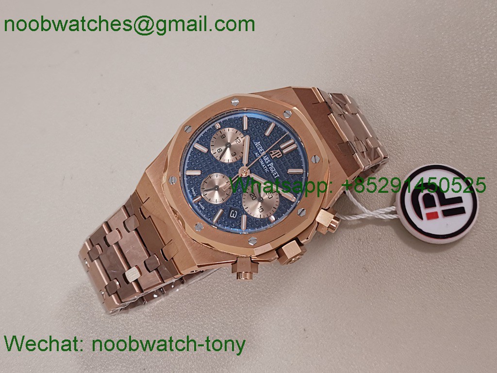 Replica Audemars Piguet AP Royal Oak Chrono 26331 Rose Gold IPF 1:1 Best Blue Dial A7750