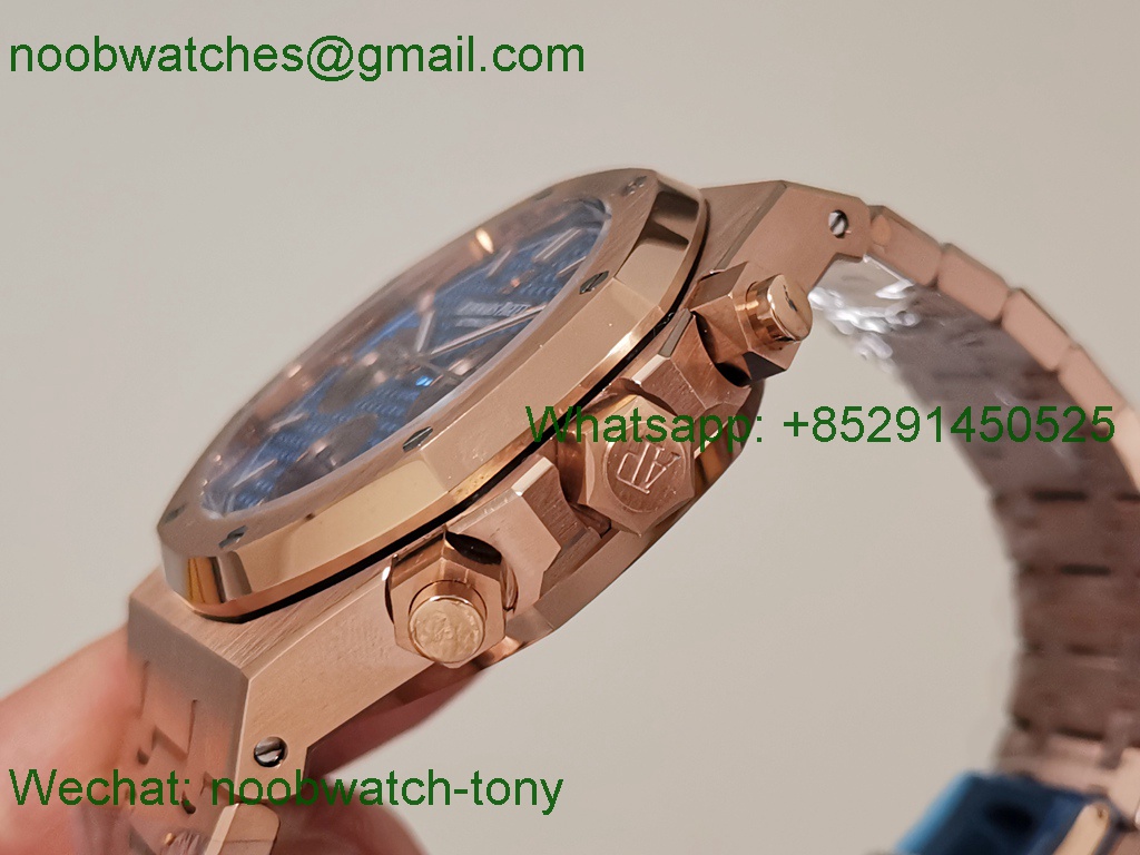Replica Audemars Piguet AP Royal Oak Chrono 26331 Rose Gold IPF 1:1 Best Blue Dial A7750