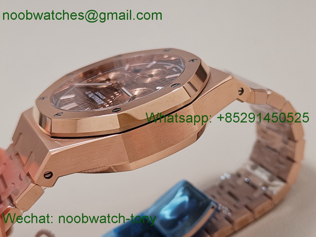 Replica Audemars Piguet AP Royal Oak Chrono 26331 Rose Gold IPF 1:1 Best Brown Dial A7750