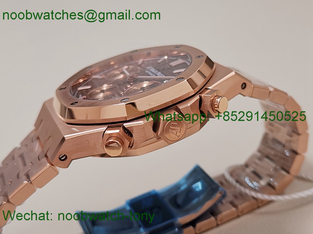 Replica Audemars Piguet AP Royal Oak Chrono 26331 Rose Gold IPF 1:1 Best Brown Dial A7750