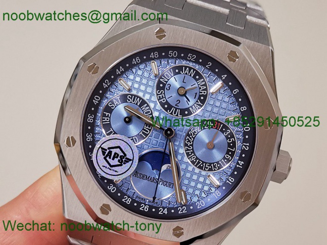 Replica Audemars Piguet AP Royal Oak Perpetual 26574 Light Blue Dial APSF A5134 SuperClone