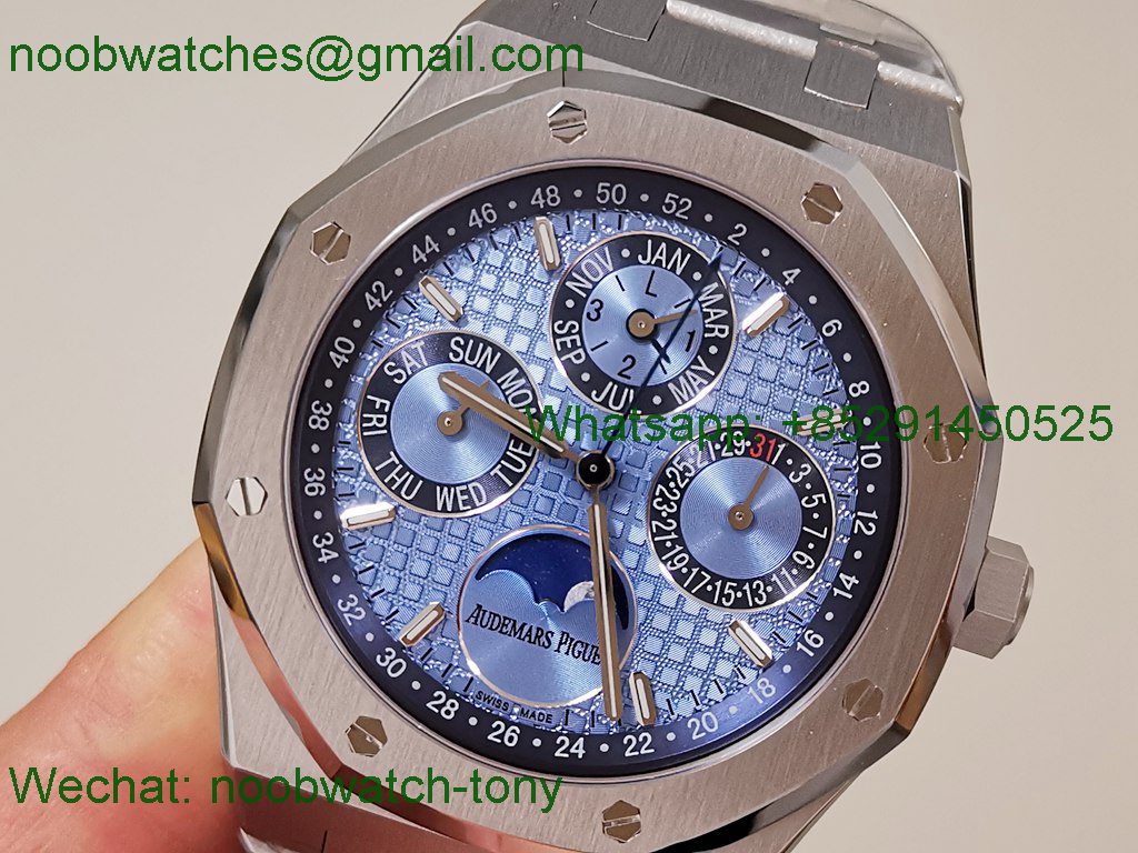 Replica Audemars Piguet AP Royal Oak Perpetual 26574 Light Blue Dial APSF A5134 SuperClone
