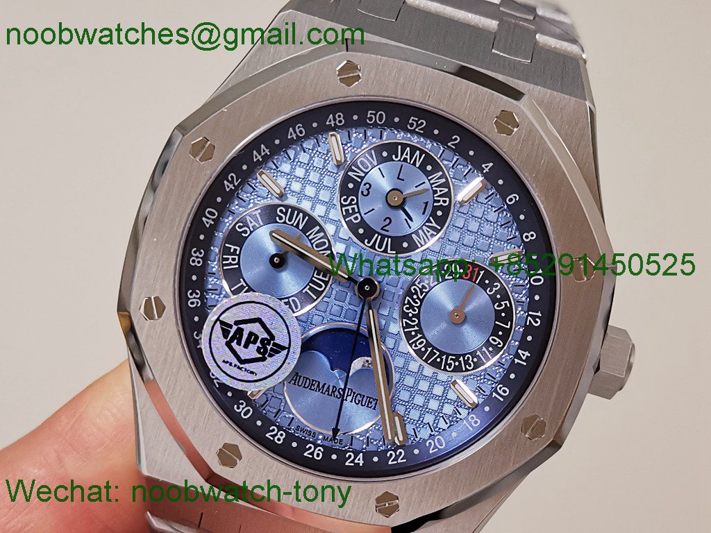 Replica Audemars Piguet AP Royal Oak Perpetual 26574 Light Blue Dial APSF A5134 SuperClone