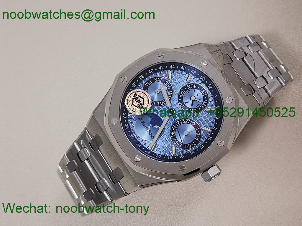 Replica Audemars Piguet AP Royal Oak Perpetual 26574 Light Blue Dial APSF A5134 SuperClone