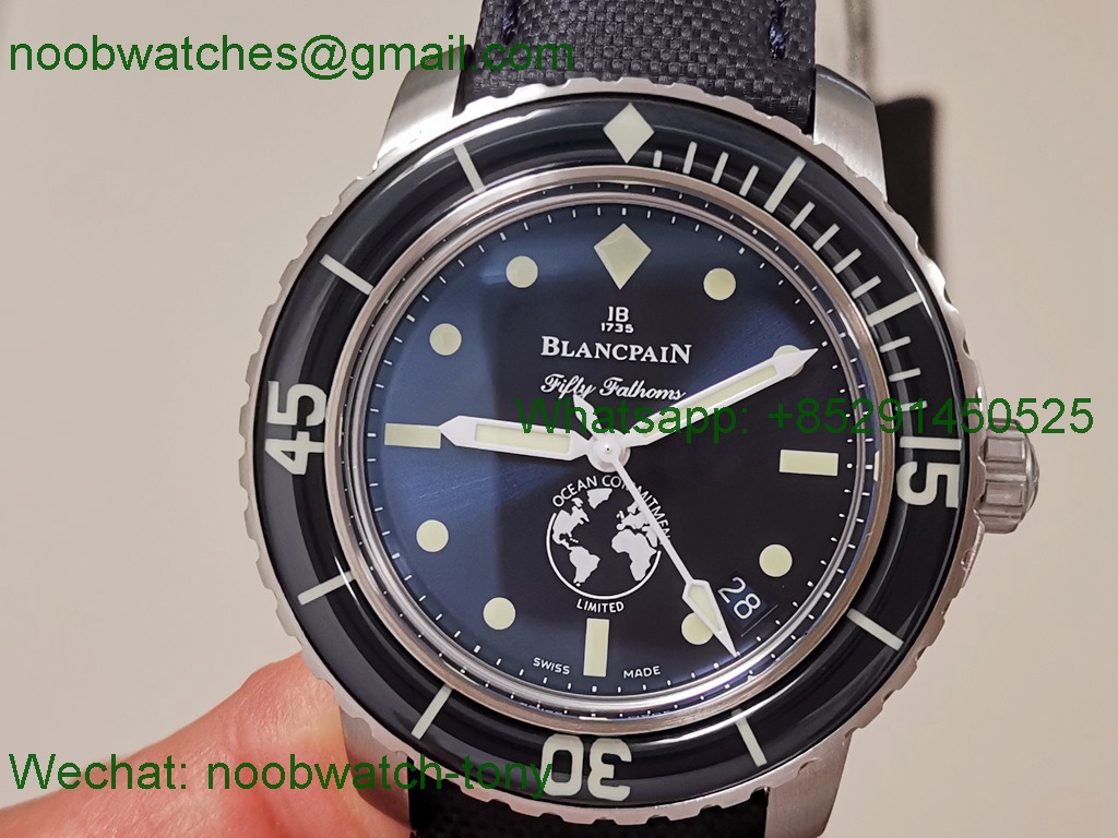 Replica Blancpain Fifty Fathoms Ocean Commitment III ZF 1:1 Best on Sail-canvas Strap A1151