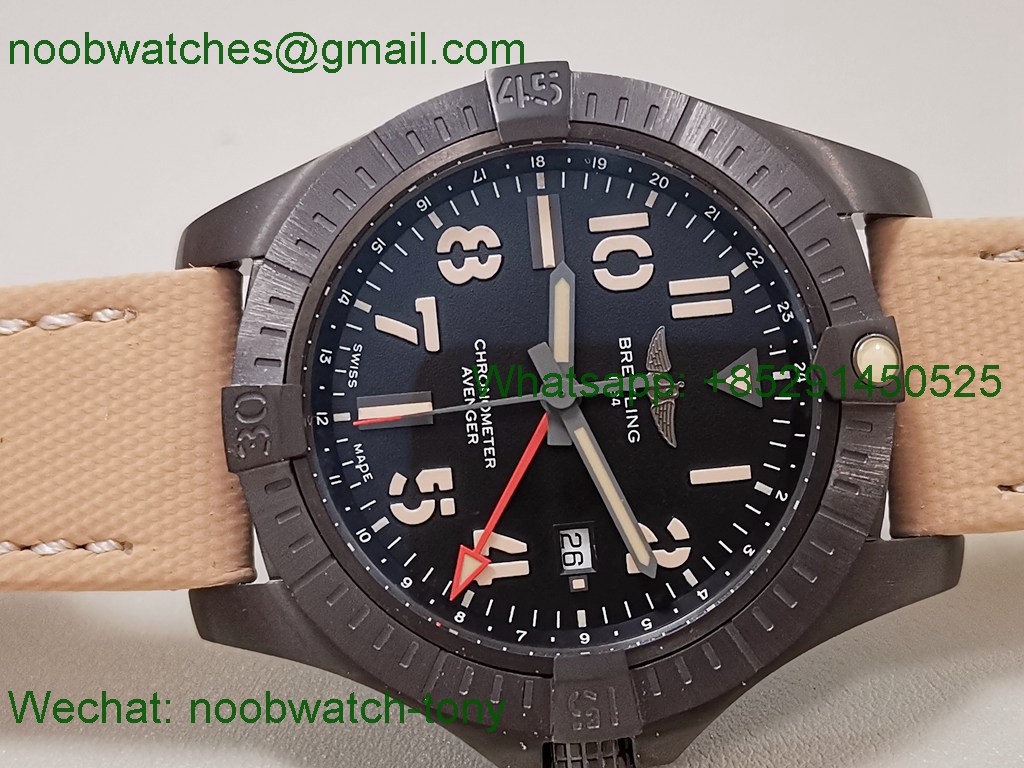 Replica Breitling Avenger GMT 45mm Black PVD BLSF A2836