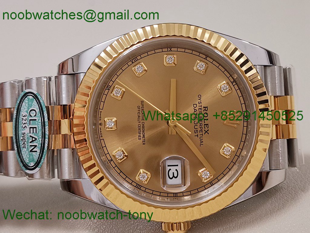 Replica Rolex DateJust 41 126331 Clean 1:1 Best Yellow Gold Diamonds VR3235