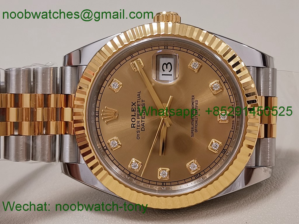 Replica Rolex DateJust 41 126331 Clean 1:1 Best Yellow Gold Diamonds VR3235