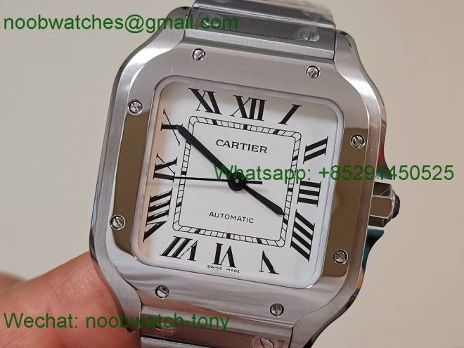 Replica Cartier Santos 35mm BVF 1:1 Best White Dial SmartLinks Bracelet MIYOTA 9015 V2