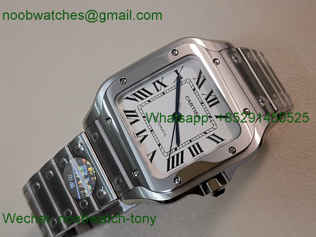 Replica Cartier Santos 35mm BVF 1:1 Best White Dial SmartLinks Bracelet MIYOTA 9015 V2