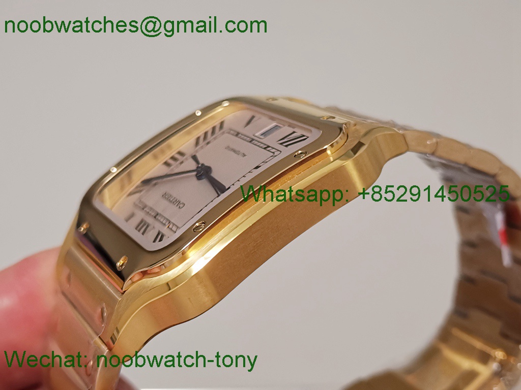 Replica Cartier Santos De Cartier 40mm Mens XL Yellow Gold White 3KF MY9015 SuperClone