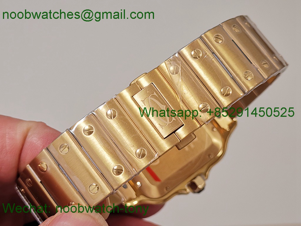 Replica Cartier Santos De Cartier 40mm Mens XL Yellow Gold White 3KF MY9015 SuperClone