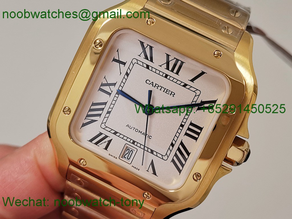 Replica Cartier Santos De Cartier 40mm Mens XL Yellow Gold White 3KF MY9015 SuperClone