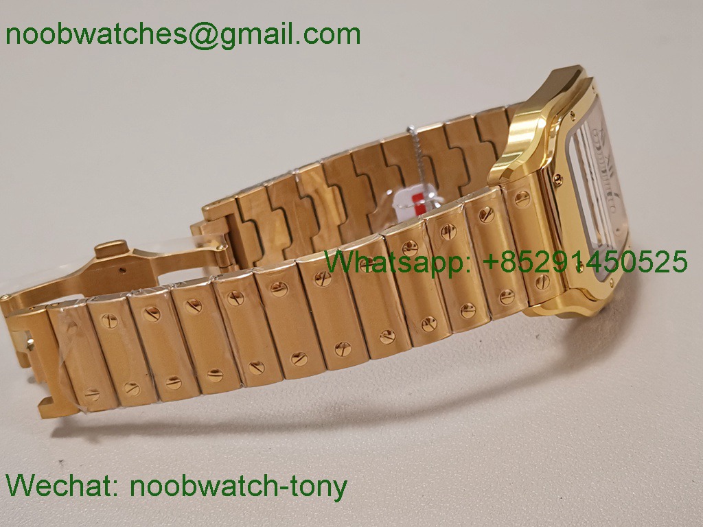Replica Cartier Santos De Cartier 40mm Mens XL Yellow Gold White 3KF MY9015 SuperClone