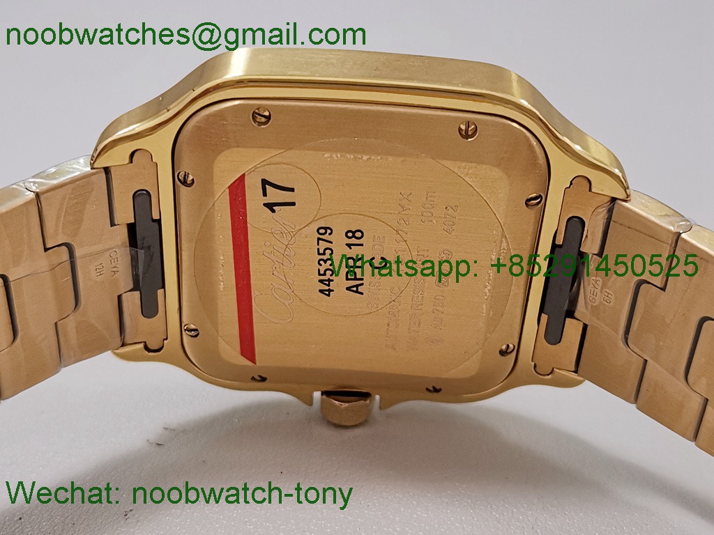 Replica Cartier Santos De Cartier 40mm Mens XL Yellow Gold White 3KF MY9015 SuperClone