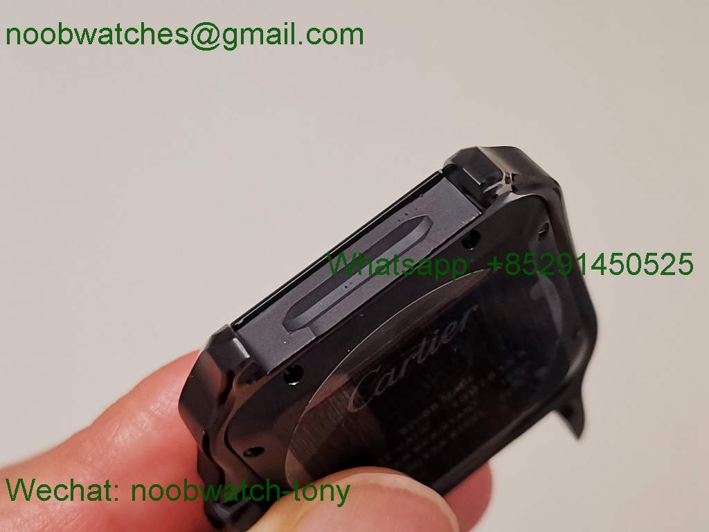 Replica Cartier Santos 40mm Black PVD BVF 1:1 Best on Leather Strap MIYOTA 9019