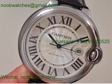 Cartier Ballon Bleu 42mm AF 1:1 Best White Dial on Black Leather A2824 V5