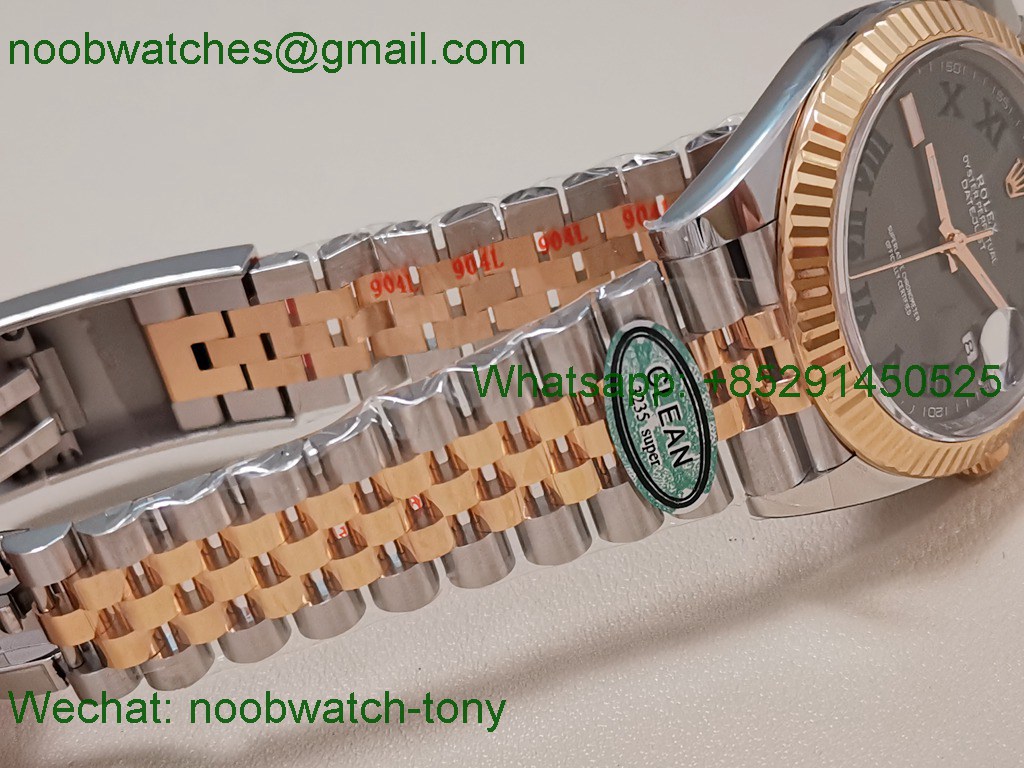 Replica Rolex Datejust Wimbledon 41mm 904L Steel Rose Gold 2tone Clean SuperClone 3235