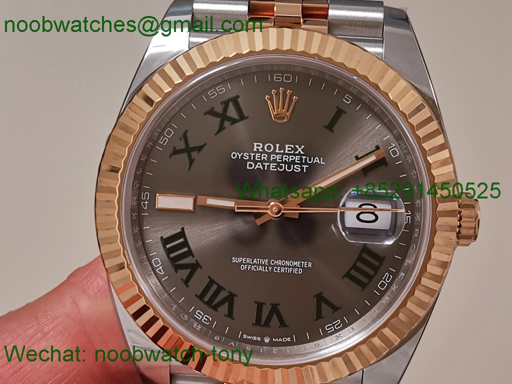 Replica Rolex Datejust Wimbledon 41mm 904L Steel Rose Gold 2tone Clean SuperClone 3235