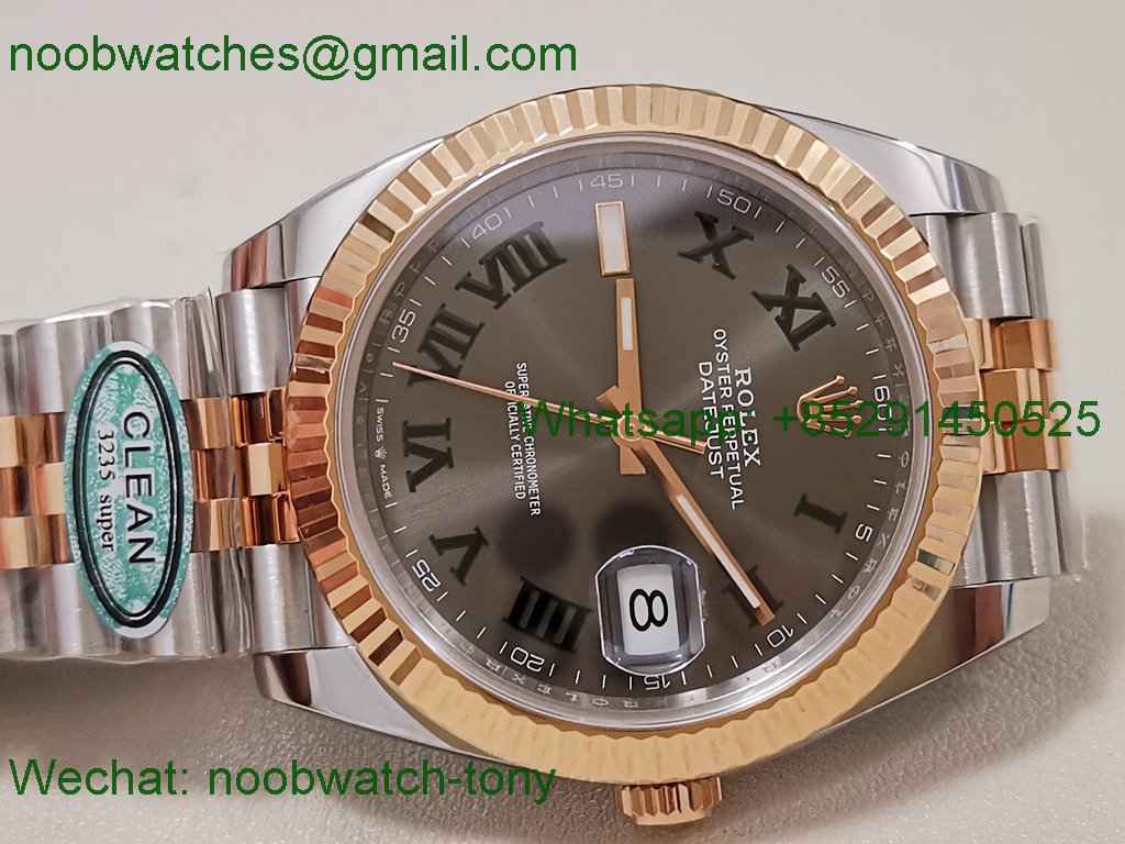 Replica Rolex Datejust Wimbledon 41mm 904L Steel Rose Gold 2tone Clean SuperClone 3235